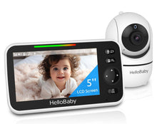 Load image into Gallery viewer, HelloBaby No WiFi Baby Monitor 5" Screen 30-Hour Battery Pan-Tilt-Zoom Video Upgrade with Camera and Audio, Night Vision, VOX, 2-Way Talk, 8 Lullabies and 1000ft Range, HB6550