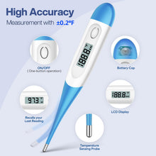 Load image into Gallery viewer, Boncare 10 Seconds Oral Thermometer for Adults and Kids - Accurate & Safe Rectal Thermometer for Baby with Fever Alarm, Digital Thermometer (Light Blue)
