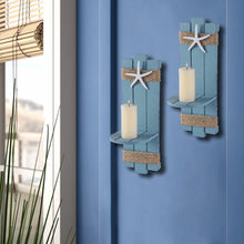Load image into Gallery viewer, SOMTO Beach Starfish Wall Candle Sconces Decor,Ocean Themed Wall-Mount Candle Holders, Coastal Farmhouse Nautical Rustic Decorations for Bathroom, Living Room, Dining Room and Office, Set of 2