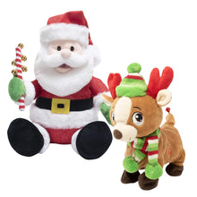 Load image into Gallery viewer, Cuddle Barn | Tooty Rudy 10" Reindeer & Jingling Santa 11” | Animated Stuffed Animal Plush Toy for Christmas
