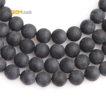 Load image into Gallery viewer, GEM-Inside 8mm Natural Black Tourmaline Gemstone Frosted Matte Rond Spacer Loose Beads for Jewelry Making 15"