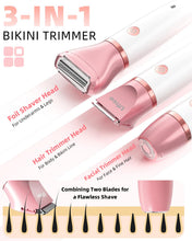 Load image into Gallery viewer, Ufree Bikini Trimmer Electric Razors for Women, Ceramic Blade Body Hair Trimmer, IPX7 Waterproof Rechargeable Lady Shaver, Personal Groomer for Legs & Pubic Hair, Gifts for Women, Gold