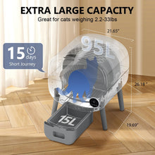 Load image into Gallery viewer, Cumrige Self Cleaning Litter Box, Large Capacity Automatic Cat Litter Box Self Cleaning for Cats, App Control,Safety Protection, 2 Roll Garbage Bags,White & Grey