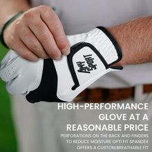 Load image into Gallery viewer, Golf Gloves Men Leather Left Hand for Right Handed Golfer Value 2 Pack, Mens Golf Glove for All Weather Grip Comfortable, Pro Design Fit Size Small Medium ML Large XL (White-1 Pack, Large, Left)
