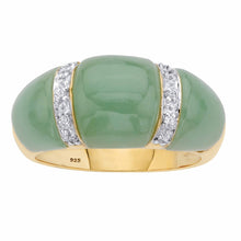 Load image into Gallery viewer, PalmBeach Yellow Gold-plated Sterling Silver Genuine Green Jade and Round Genuine Topaz Dome Ring Sizes 6-10 Size 6