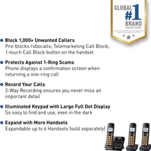 Load image into Gallery viewer, Panasonic Cordless Phone with Answering Machine, Advanced Call Block, Bilingual Caller ID and High-Contrast Display, Expandable System with 3 Handset Cordless Telephones - KX-TGD833M (Metallic Black)