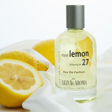 Load image into Gallery viewer, Liliya's Aroma Royal Lemon 27 Eau De Parfum - Vegan & Clean Perfume for Women & Men - Citrus Perfume - Fresh Lemon Notes & Green Musk 3.4 Fl Oz