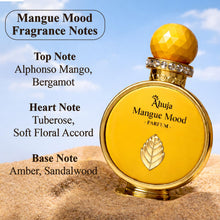 Load image into Gallery viewer, AHUJA Mangue Mood – 3.4 oz Parfum | Unisex Mango Floral Scent | 30% Long Lasting Oil | Alphonso Mango, Bergamot, Tuberose, Amber, Sandalwood | Luxury Yellow Gift Box | “Some Moods Stay Golden”
