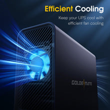 Load image into Gallery viewer, GOLDENMATE 1000VA/600W Lithium UPS Battery Backup & Surge Protector, Backup Battery Power Supply with LiFePO4 Batteries(153.6 Wh), Sinewave UPS System, 10 Years Lifespan, 8 Outlets, LCD Display, Gray