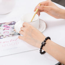 Load image into Gallery viewer, Money Attraction Cat Bracelet - Black Obsidian Women Bracelets -Wealth Prosperity Abundance Stone Bead Bracelet, Entrepreneur Business Luck Beaded Bracelets,Spiritual Mood Energy Cute Protection Stretch Bracelet,Good Luck Feng Shui Bracelets For Women Gif