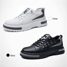 Load image into Gallery viewer, Men's Crocodile Pattern Waterproof Cowhide Shoes,Height Lifting Non-Slip Casual Softsole Oxford Fashion Leather Lace-Up Sneaker (Black,9.5,Men)