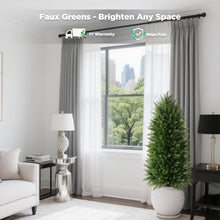 Load image into Gallery viewer, 3FT Artificial Cedar Topiary Trees (2 Pack) - UV Resistant Fake Evergreen Shrubs with Extra Dense Foliage, Realistic Potted Faux Plants for Front Porch & Garden Decor