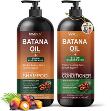 Load image into Gallery viewer, VANIDOX Batana Oil Shampoo and Conditioner Set – Biotin & Niacinamide Infused – Sulfate-Free, Paraben-Free – Moisturizing & Strengthening Hair Care for All Hair Types – 2 x 16 fl oz