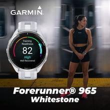 Load image into Gallery viewer, Wearable4U - Garmin Forerunner 965 Premium GPS Running and Triathlon 47mm Smartwatch with AMOLED Touchscreen Display, Titanium Bezel with Whitestone Silicone Band with White Earbuds Bundle
