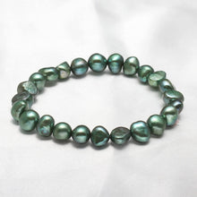 Load image into Gallery viewer, VN Jewelry Handmade Women's Pearl Bracelet | Stretchy Beaded 7-8mm Baroque Pearl Bracelet for Ladies and Girls - Pink, Black, White, Grey, Multicolor (Green)