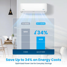 Load image into Gallery viewer, Senville LETO Series Mini Split Air Conditioner Heat Pump, 18000 BTU 208/230V, Inverter, Works with Alexa, SEER2 19, 1.5 Ton, White