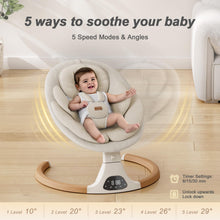 Load image into Gallery viewer, Baby Swings for Infants, Monamii Baby Swing, Infant Swing with 5 Speeds, 10 Lullabies, Electric Swing for Baby, Indoor & Outdoor Use (Beige)
