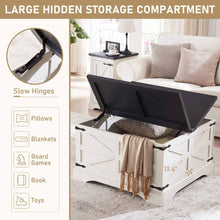 Load image into Gallery viewer, JXQTLINGMU Farmhouse Coffee Table, Square Wood Center Table with Large Hidden Storage Compartment for Living Room, Rustic Cocktail Table with Hinged Lift Top for Home, White