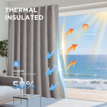Load image into Gallery viewer, Joydeco Blackout Curtains for Bedroom - 100% Light Blocking 2 Panels Set Linen Drapes 42" W x 108" L, Thermal Insulated Room Darkening Curtains, Linen Textured for Living Room, Rod Pocket & Back Tabs
