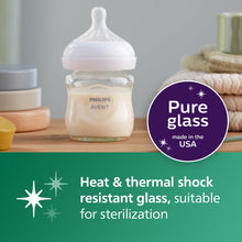 Load image into Gallery viewer, Philips Avent Natural Glass Baby Bottles with Natural Response Nipples (Slow Flow, Flow 2), 4oz, 4-Pack, SCY910/04