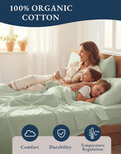 Load image into Gallery viewer, LANE LINEN 100% Organic Cotton Sheets Queen Size Bed Set, Machine Wash Eco Friendly Sustainably Produced Cotton Queen Sheet Set, Soft & Comfy Long Stabple Naturally Cooling Sheets– Mineral