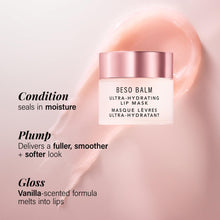 Load image into Gallery viewer, JLO BEAUTY Beso Balm Lip Mask | Ultra-Hydrating Glossy Finish, Visibly Plumps & Softens, Day & Overnight Lip Care Treatment, Vanilla Scented | 1 Pack