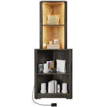 Load image into Gallery viewer, YITAHOME Corner Shelf Stand with Led Light, 5 Tier Corner Bookshelf and Bookcase, Wooden Open Corner Cabinet Display Storage Rack for Bedroom,Living Room,Dining Room,Home Office,Kitchen, Charcoal Gray