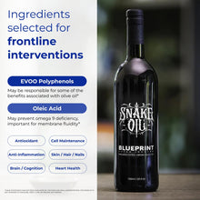Load image into Gallery viewer, Blueprint Bryan Johnson Extra Virgin Olive Oil - Cold Pressed Polyphenol Rich EVOO (over 400 mg/kg), Smooth Peppery Flavor, Keto & Paleo Friendly, 3rd Party Verified, Single Source, 750ml Glass Bottle