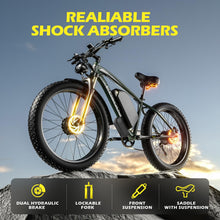 Load image into Gallery viewer, Electric Bike for Adult, 36Ah 52V Dual Motor Ebikes, 51MPH Peak 6000W Electric Bike Fastest Ebike, 130 Miles Electric Bicycle, 26โ Fat Tire Mens E Bike, Hydraulic Brake, 7 Speed, Front Suspension