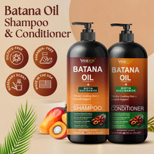 Load image into Gallery viewer, VANIDOX Batana Oil Shampoo and Conditioner Set – Biotin & Niacinamide Infused – Sulfate-Free, Paraben-Free – Moisturizing & Strengthening Hair Care for All Hair Types – 2 x 16 fl oz