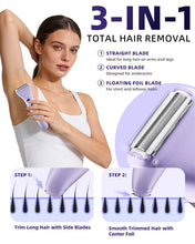 Load image into Gallery viewer, Ufree Bikini Trimmer Electric Razors for Women, Ceramic Blade Body Hair Trimmer, IPX7 Waterproof Rechargeable Lady Shaver, Personal Groomer for Legs & Pubic Hair, Gifts for Women, Purple