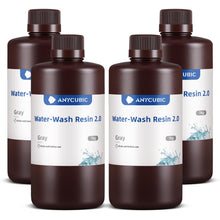 Load image into Gallery viewer, ANYCUBIC Water Washable 3D Printer Resin 2.0 Bundle, 405nm High Precision UV-Curing 3D Resin, Low Shrinkage Photopolymer Resin for LCD Resin 3D Printer (4Packs*1kg Grey, 4kg in Total)