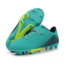 Load image into Gallery viewer, Hawkwell Kids Athletic Firm Ground Outdoor Soccer Cleats Shoes(Toddler/Little Kid/Big Kid), Green PU, 13 M US