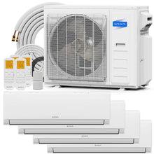 Load image into Gallery viewer, ROVSUN 4 Zone 38000 BTU (12K/12K/12K/12K) Mini Split AC/Heating System, 20 SEER2 Quad Zone Ductless Wall Mounted Air Conditioner with Pre-Charged Condenser, Heat Pump & 25Ft Line Set, 208-230V