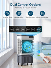 Load image into Gallery viewer, 3200CFM Swamp Cooler, 4-IN-1 Evaporative Air Conditioners With 10.5 Gal Water Tank, 4 Ice Packs, Remote, 12H Timer, 120°Oscillation, 36”Portable Cooling Fan with 3 Modes&Speeds for Bedroom Indoor Room