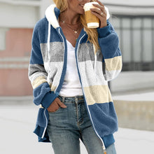 Load image into Gallery viewer, SHAOBGE Previous Orders Placed By Me In 2024 Cyber Of Monday Deals 2024 Winter Coats For Women Fuzzy Fleece Jacket Hooded Color Block Patchwork Cardigan Coats Outerwear With Pockets Blue X-Large