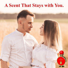 Load image into Gallery viewer, AHUJA Almond Saffron – 3.4 oz Parfum | Unisex Warm Floral Saffron Scent | 30% Long Lasting Oil | Saffron, Jasmine, Orange Blossom, Rose, Ambergris, Cedarwood | Luxury Orange Gift Box
