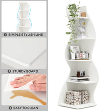 Load image into Gallery viewer, Tribesigns Corner Shelf, Modern 5-Tier Wall Corner Bookshelf, Stylish Corner Small Bookcase Storage Rack Plant Stand with Unique Shape for Living Room, Home Office, (1PC, White)