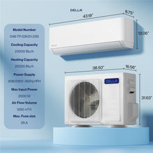 Load image into Gallery viewer, DELLA Hyper Heat Lower as -13°F 23,000 BTU Mini Split,Work with Alexa and WiFi,Energy Star 230V 23 SEER2,Cools Up to 1,500 Sq. Ft,Inverter AC with 1.9 Ton Pre-Charged Heat Pump & 16.4ft Kits