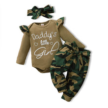 Load image into Gallery viewer, AMAWMW Baby Girl Clothes Set Daddys Little Girl Ruffle Romper Top Camouflage Pants Newborn Infant Baby Girl Outfit (Green 2, 12-18 Months)