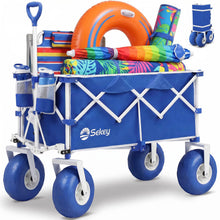 Load image into Gallery viewer, Sekey Heavy Duty Beach Wagon with 9" Big Sand-Proof Wheels – 600lb Capacity, 200L Oversized Foldable Cart | Adjustable Handle & All-Terrain Tires for Sand, Camping, Groceries