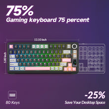 Load image into Gallery viewer, AULA S75 PRO Wireless Mechanical Keyboard with Screen&Knob, 75% Hot Swappable Gaming Keyboard with Pre-lubed Switches, RGB Backlit, PBT Keycaps Creamy Sounding Pc Gaming Keyboards