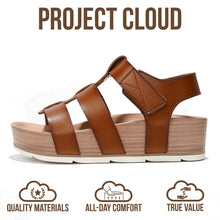 Load image into Gallery viewer, Project Cloud Platform Sandals Women - Comfortable Plush & Soft Insole Ladies Wedges - Non Slip & Lightweight Strap Wedge Sandals for Women 2026 (PHASED,SCOTCH, 8)