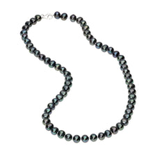 Load image into Gallery viewer, Black Pearl Necklace in 925 Sterling Silver 20 Inches Long with Lobster Claw Clasps 6-7 mm Wide by Lavari Jewelers…