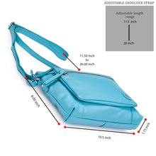 Load image into Gallery viewer, Wise Owl Accessories Small Soft Pebbled Real Leather Crossbody Handbags Purses Triple Zip Premium Sling Crossover Shoulder Bag for Women Gift (Air Blue Nappa)