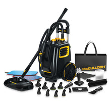 Load image into Gallery viewer, McCulloch MC1385 Deluxe Canister Steam Cleaner, 2-Hour Runtime, Chemical-Free, 23 Accessories: Mop Head, Brushes & More - Built for Home, Tile, Carpet, Furniture, & Personal Car Detailing