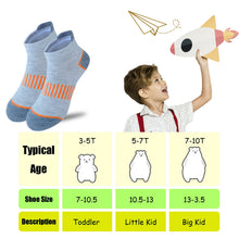 Load image into Gallery viewer, JAMEGIO Boys Socks 12 Pairs Ankle Athletic Sock Half Cushion Low Cut socks for Little Big Kids Size Age 3-10 Years(5-7 Years)
