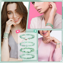Load image into Gallery viewer, Landical 4 Pcs Jade Bracelet for Women Good Luck Wealth Green Aventurine Bracelet 8 mm Stretch Dongling Jade Beaded Bracelets Set Spiritual Bracelet Gift