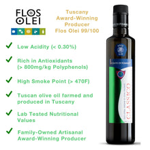 Load image into Gallery viewer, Robust 800+ mg/kg Polyphenol Rich Olive Oil Extra Virgin | New 2023-2024 Early Harvest Italian Olive Oil from Tuscany, Phenolic Shot and Finishing Use | Gold Award Winner Family Estate | 16.9 fl oz