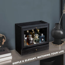 Load image into Gallery viewer, Emfogo Cologne Organizer for Men, Solid Wood Perfumes Organizer for Men Dresser, Large Capacity Dustproof Cologne Holder with Drawer Storage Perfume Stand Organizer, Gift for Men (Black)